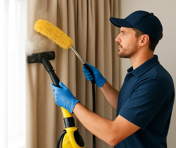 Trusted drapes cleaning technician Matty Curtain Cleaning clayfield QLD